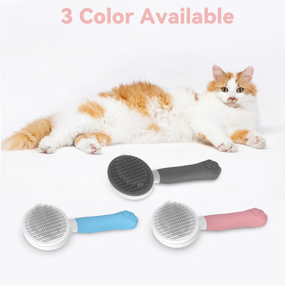 Cat & Dog Grooming Brush – Self-Cleaning Slicker Brush for Shedding, Removes Loose Fur & Tangles, Gentle & Skin-Friendly, Perfect for All Coat Types – Pink